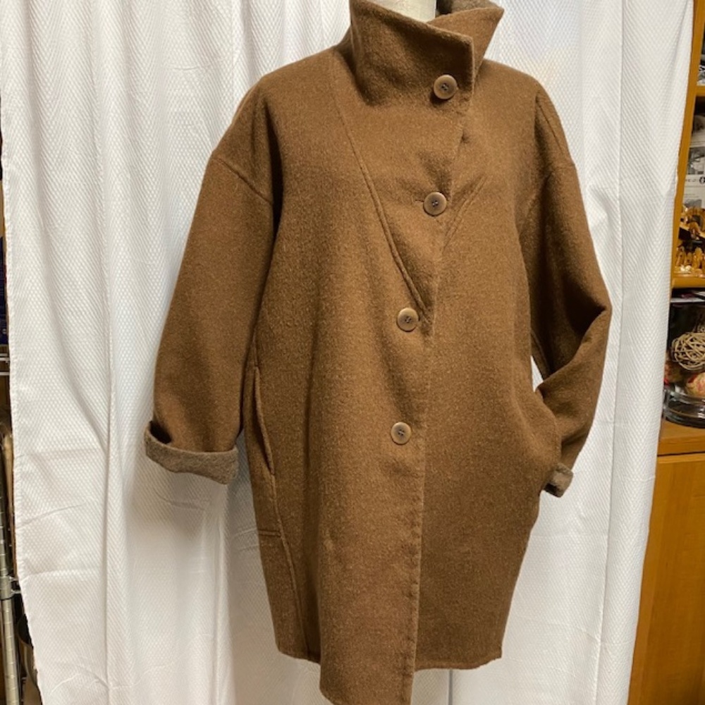 Eileen Fisher Chestnut double face wool felted coat Size M